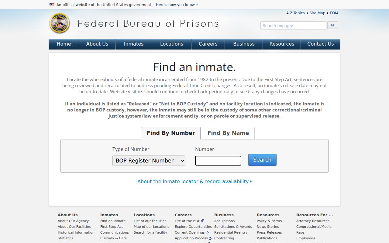 Hutchinson County arrest lookup federal inmate locator