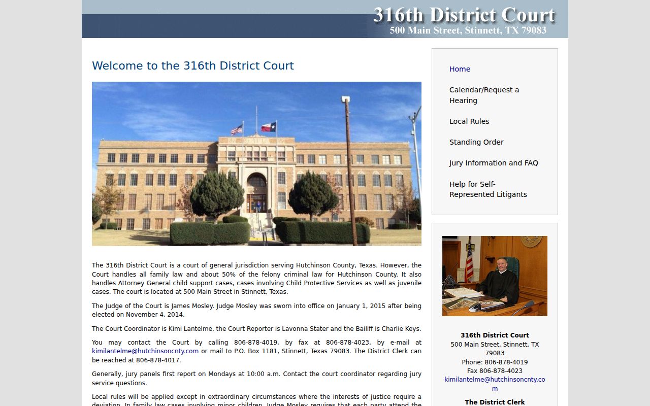 Hutchinson County criminal court cases 316th District Court page