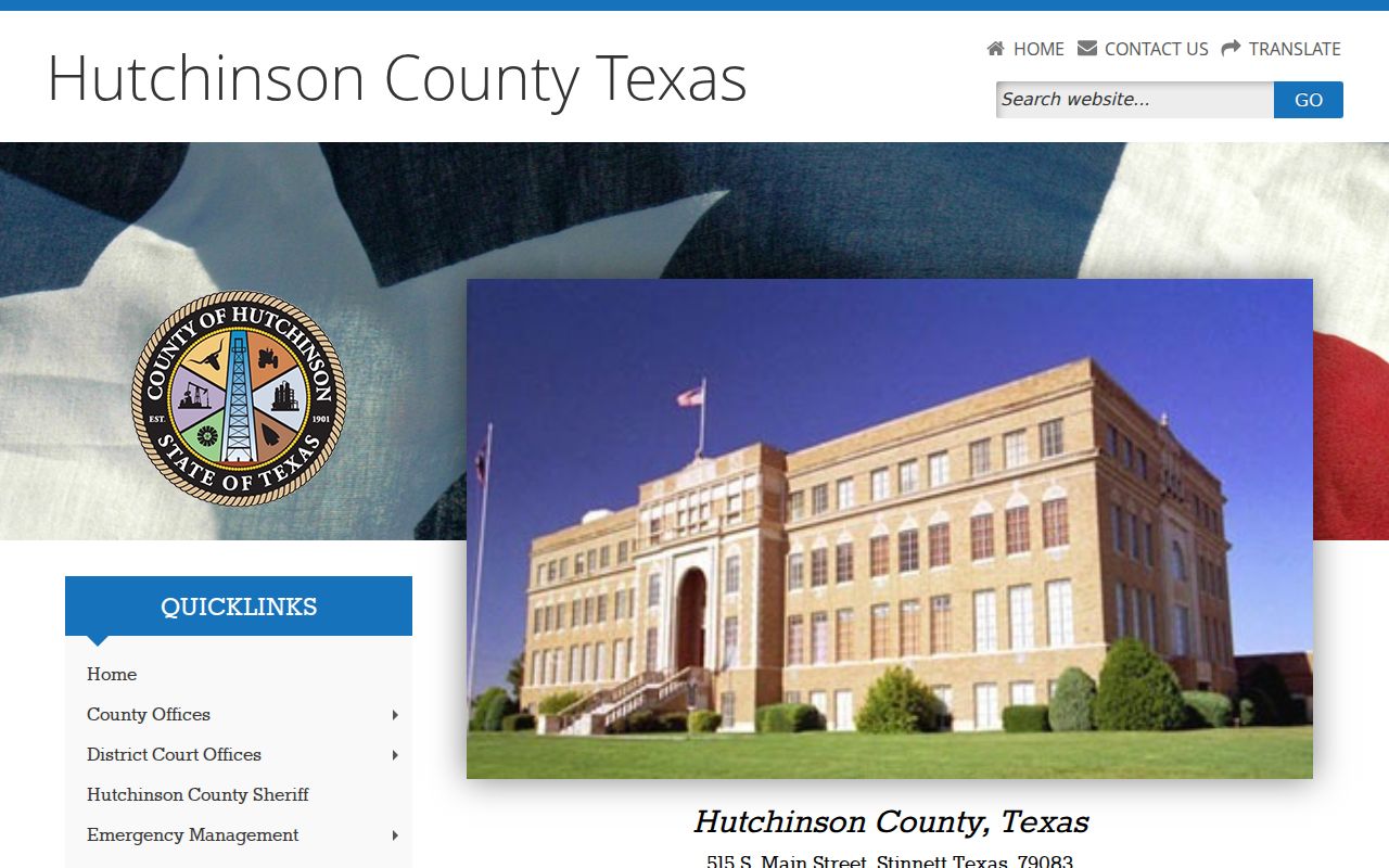 Hutchinson County criminal records courthouse homepage