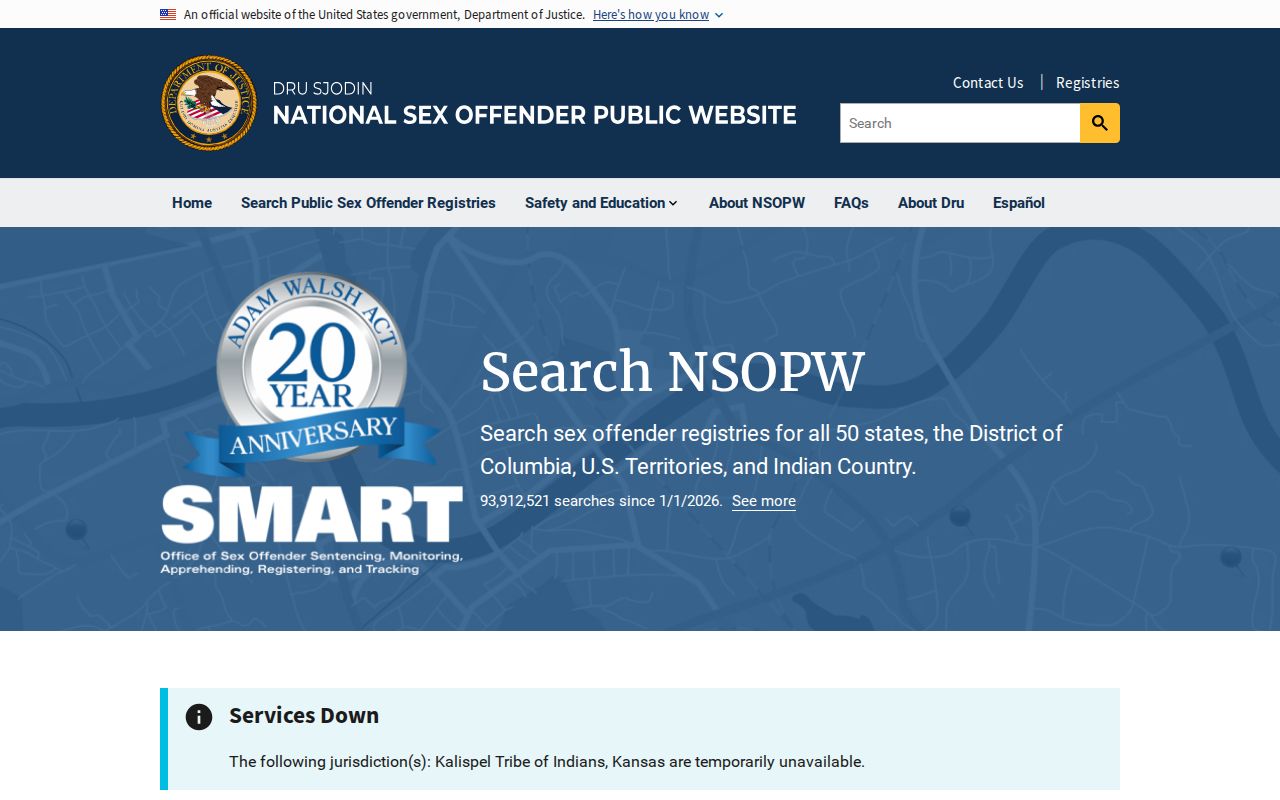 National search supporting a Hutchinson County sex offender check
